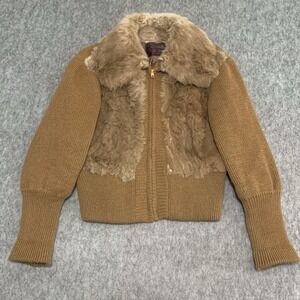 VTG K&H Furmoste Genuine French Rabbit Fur Ribbed Knit Sweater Women's - Size S